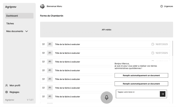Serena — wireframe V1 desktop